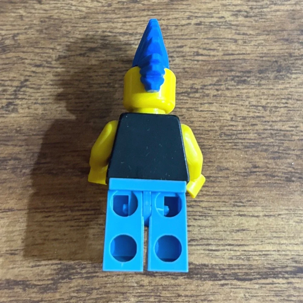 LEGO Punk Rocker Minifigure Blue Mohawk Skull Tank Band Heavy Metal Singer